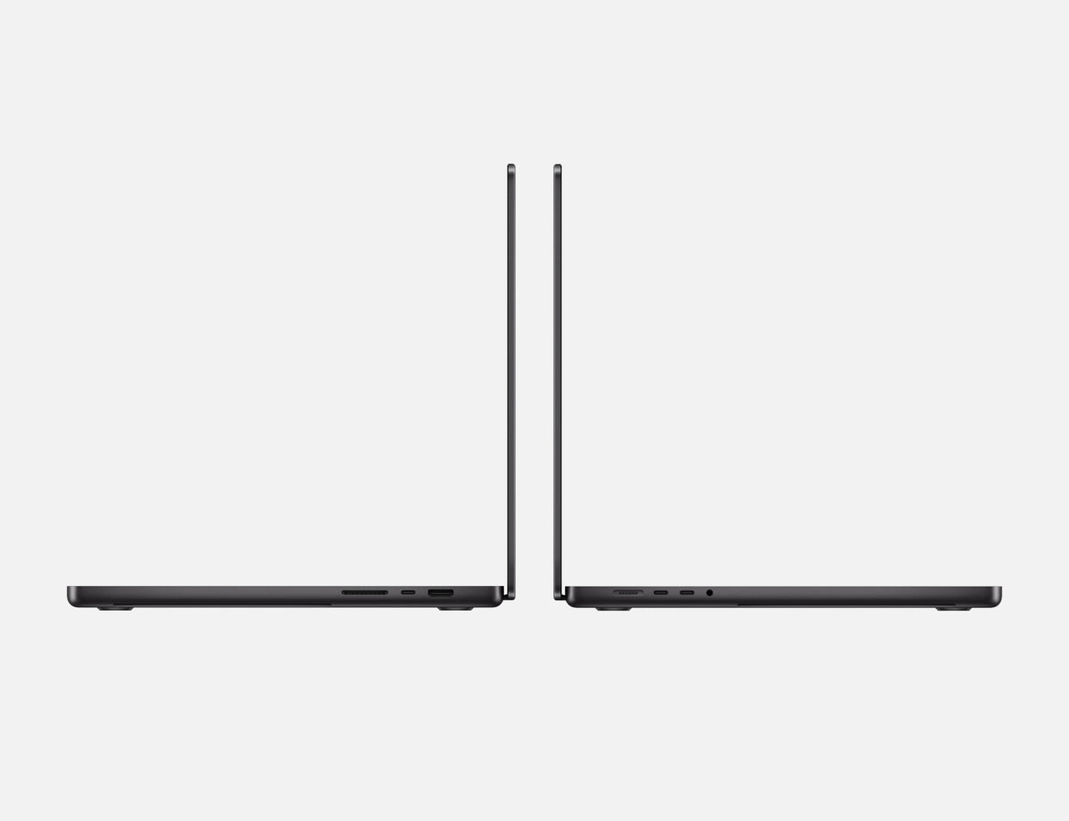 MacBook Pro 16-inch M5 Pro Space Black, side profiles open