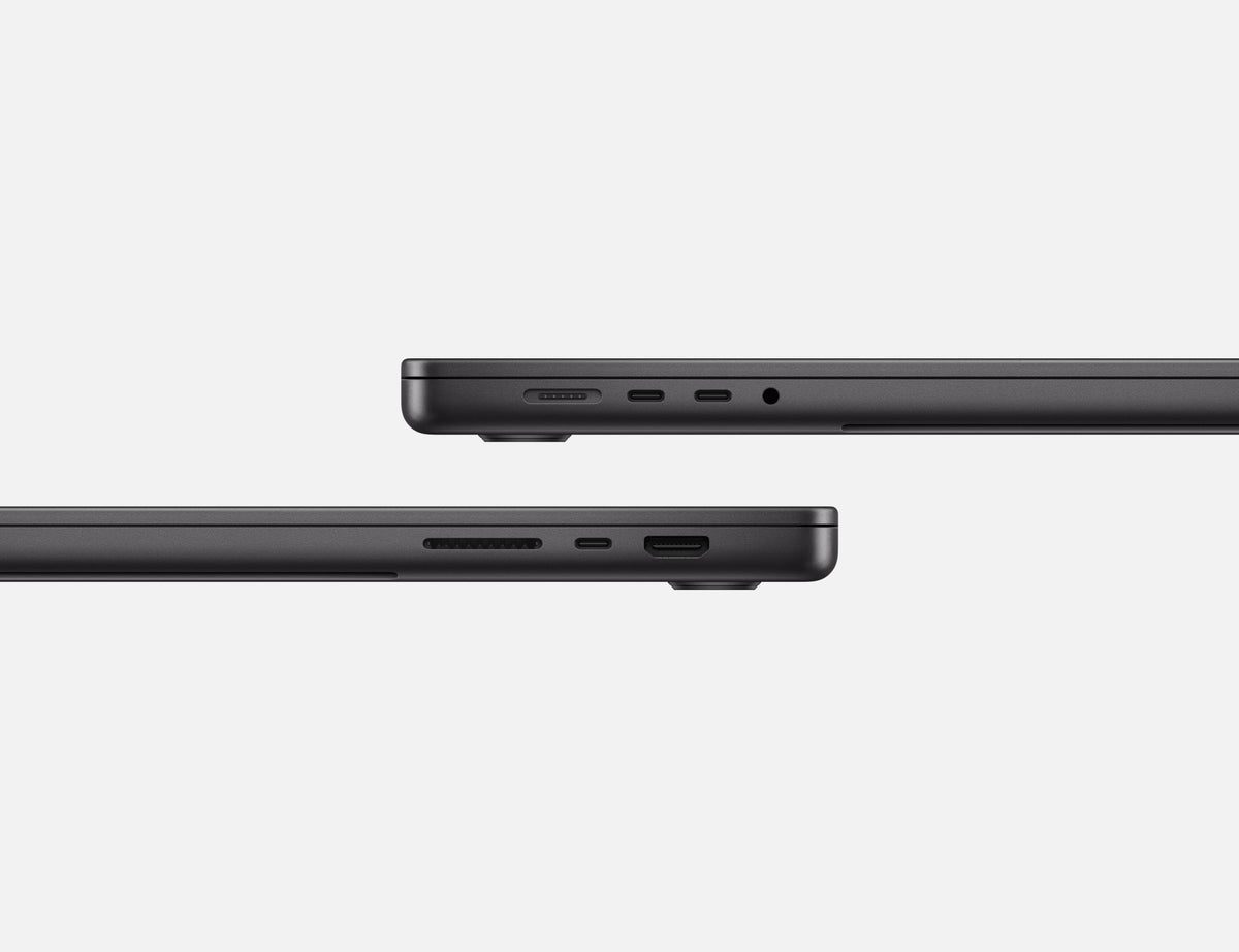 MacBook Pro 16-inch M5 Pro Space Black, side ports close-up