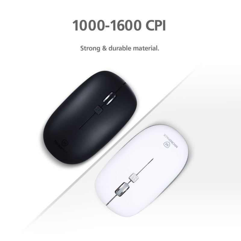 Micropack KM-236W Elegant Wireless Combo Keyboard & Mouse, Ultra Slim, Durable Structure & Stable Performance Black