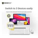 Micropack KM-238W Bluetooth and Wireless Combo Keyboard & Mouse, Can connect to 3 devices simultaneously Gray