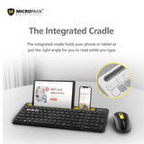 Micropack KM-238W Bluetooth and Wireless Combo Keyboard & Mouse, Can connect to 3 devices simultaneously Gray