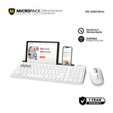 Micropack KM-238W Bluetooth and Wireless Combo Keyboard & Mouse, Can connect to 3 devices simultaneously White