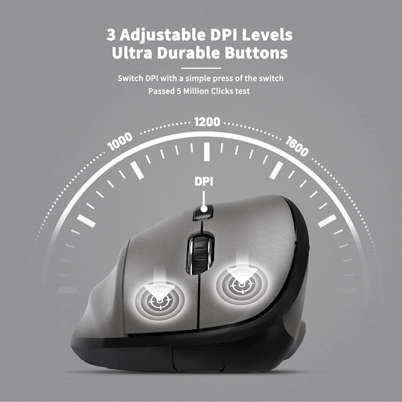 Micropack MP-V01W Silent, 1600Dpi, Ergonomic Wireless Mouse, Maximum Comfort Reduce palm fatigue when use for long time Gray