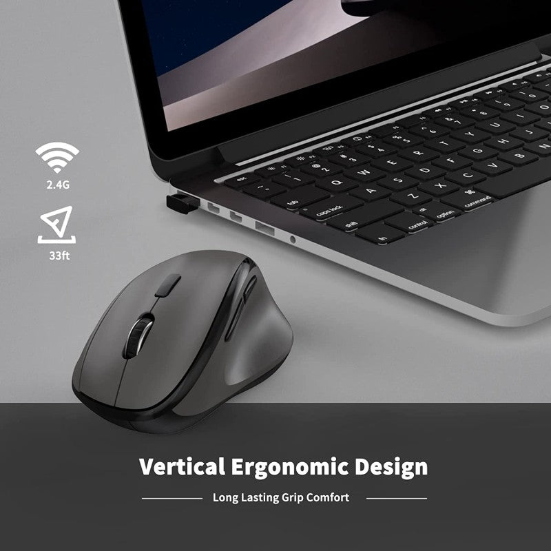 Micropack MP-V01W Silent, 1600Dpi, Ergonomic Wireless Mouse, Maximum Comfort Reduce palm fatigue when use for long time Gray
