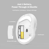 Micropack MP-V01W Silent, 1600Dpi, Ergonomic Wireless Mouse, Maximum Comfort Reduce palm fatigue when use for long time White