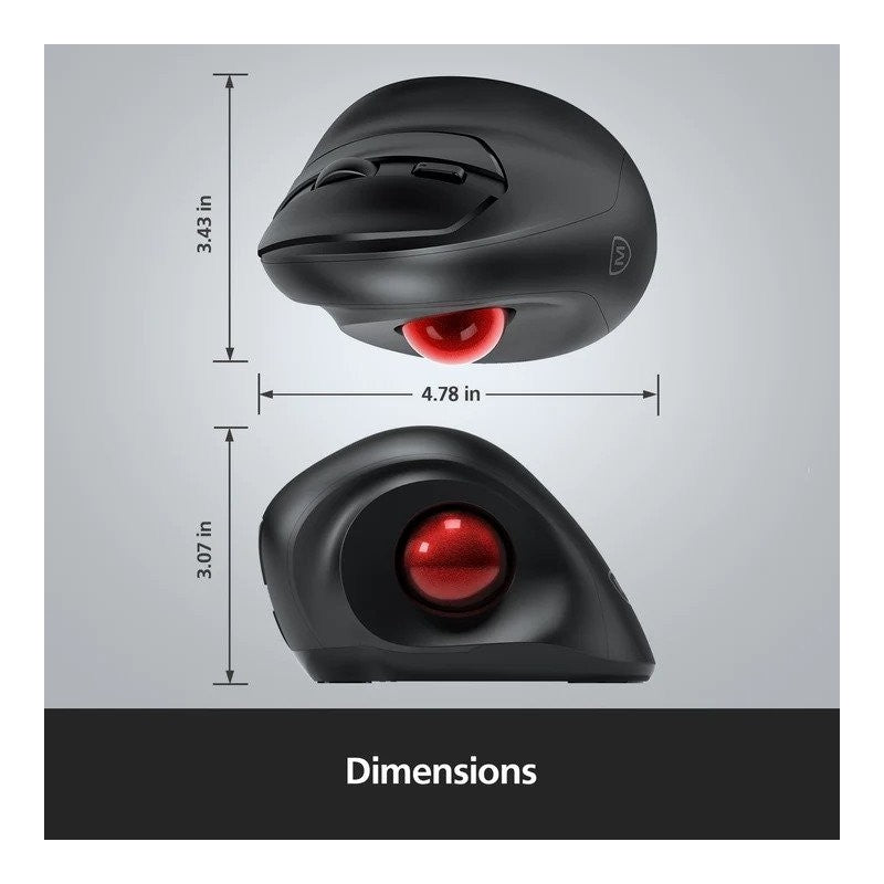 Micropack MP-V02W Silent, Vertical Trackball Wireless Mouse, 2400DPI, Ergonomic Design for maximum Comfort
