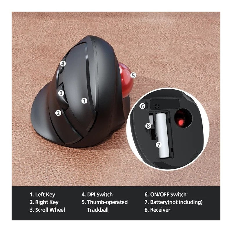 Micropack MP-V02W Silent, Vertical Trackball Wireless Mouse, 2400DPI, Ergonomic Design for maximum Comfort