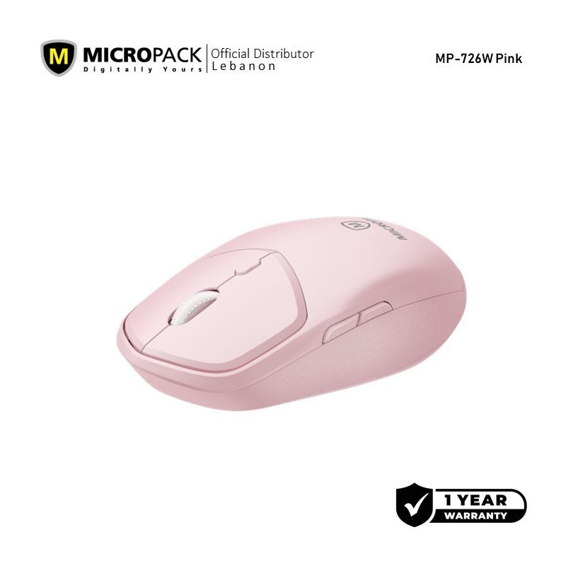 Micropack Speedy Lite M-726W, Antibacterial Silent Wireless Mouse, 1600DPI, Durable Design & Stable Performance Pink