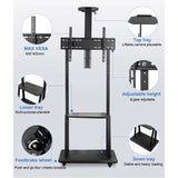 Movable Floor TV Stand - Adjustable, Fits 32 to 80 Inch Screens HT1700