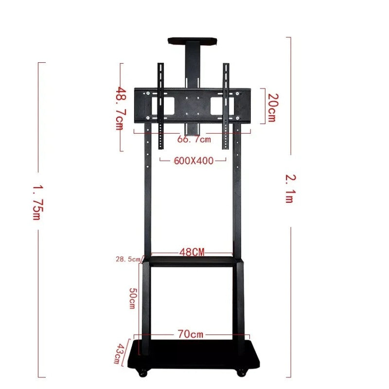 Movable Floor TV Stand - Adjustable, Fits 32 to 80 Inch Screens HT1700
