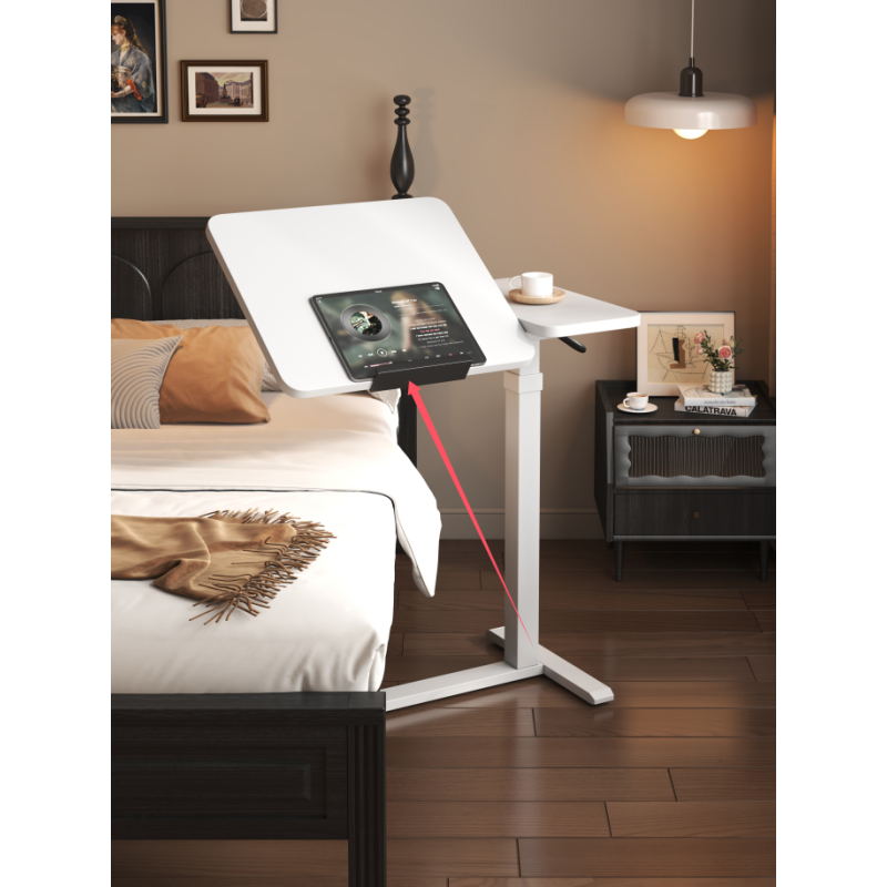 Multi-Function Height-Adjustable Desk - Side Bed Table – Ergonomic Sit-Stand Workstation White