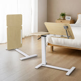Premium Heavy-Duty Adjustable Overbed Table with Pneumatic Tilt Desktop, Mobile Laptop Desk with Hidden Wheels - SB61