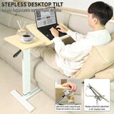 Premium Heavy-Duty Adjustable Overbed Table with Pneumatic Tilt Desktop, Mobile Laptop Desk with Hidden Wheels - SB61