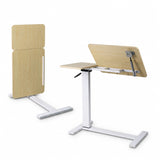Premium Heavy-Duty Adjustable Overbed Table with Pneumatic Tilt Desktop, Mobile Laptop Desk with Hidden Wheels - SB61