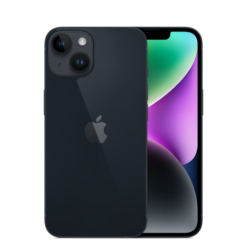 iPhone 14 - Open Box Midnight, back and front