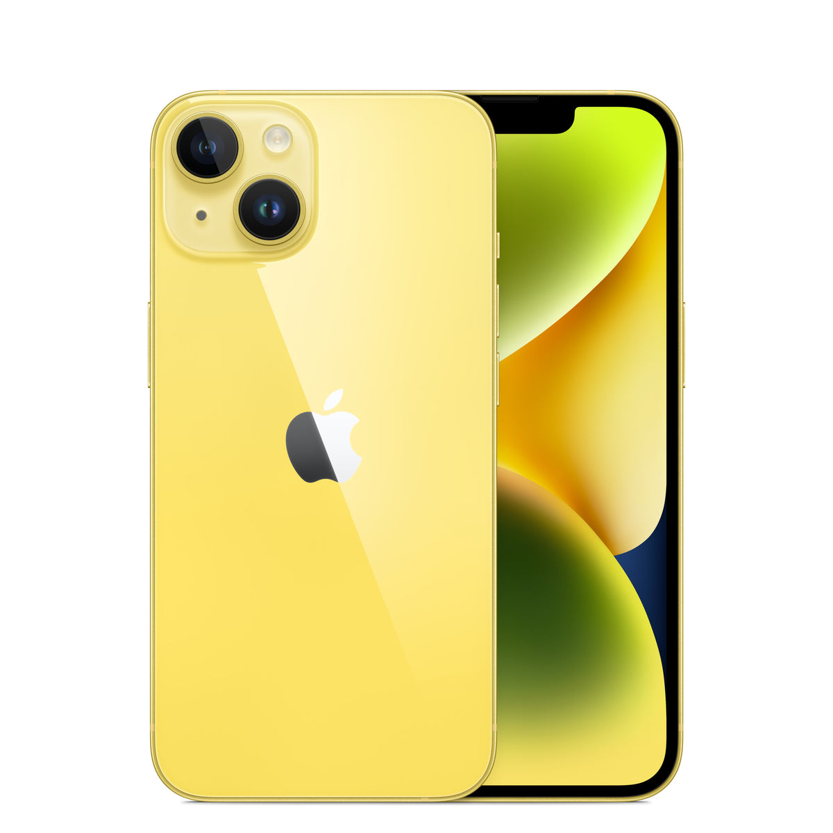 iPhone 14 - Open Box Yellow, back and front