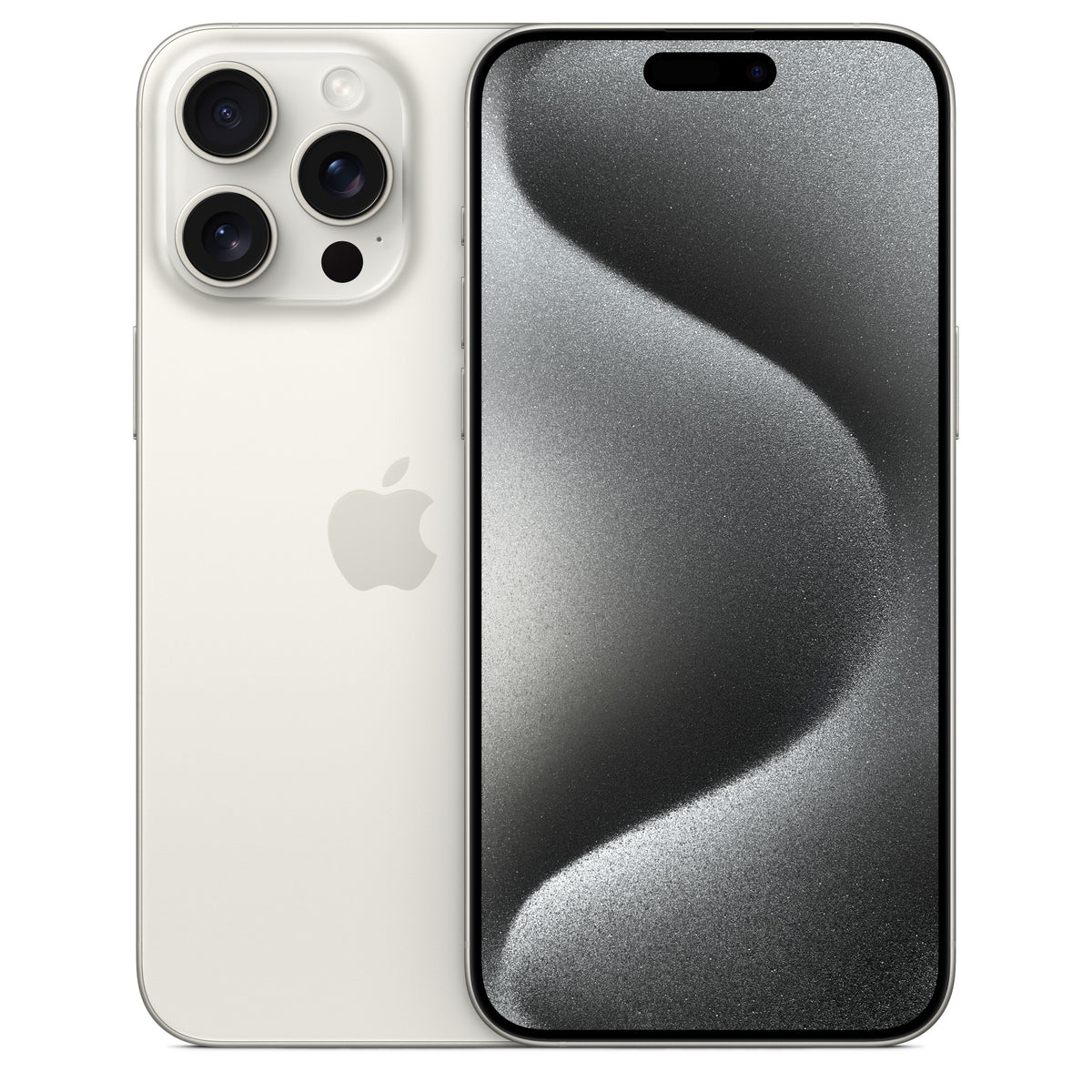 iPhone 15 Pro Max - Open Box White Titanium, back and front