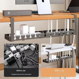 Retractable Under‑Desk Cable Management Tray, Adjustable 43 to 74×14×4 cm, Clamp‑Mount No‑Drill, Cable & Power Strip Organizer