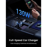 UGREEN 130W 3-Port Ultra-Fast Car Charger – Premium Build + 100W Cable for MacBook, Laptops, Tablets & Phones - EC705 55511