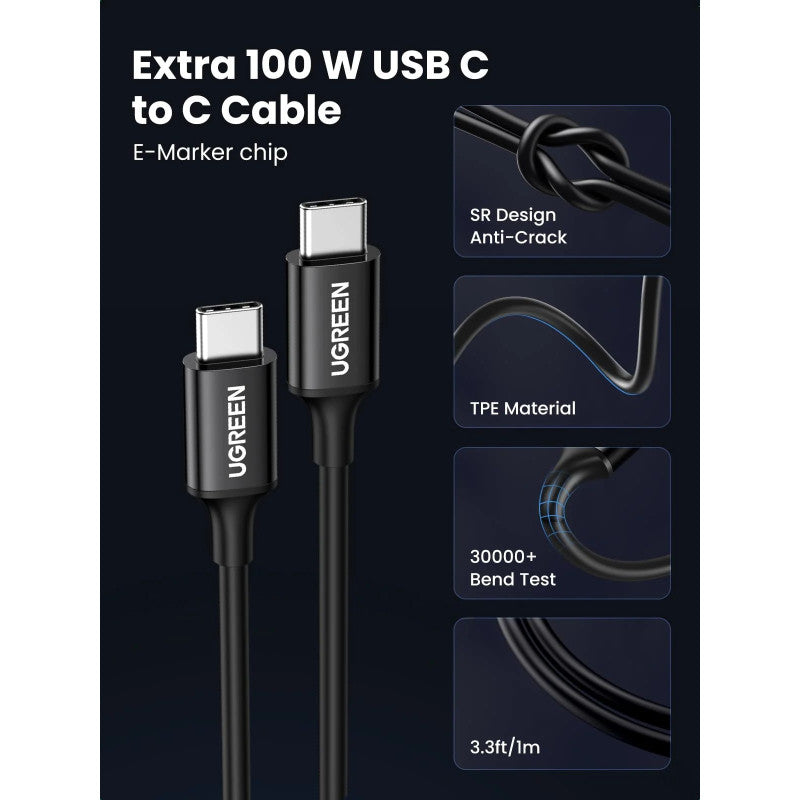 UGREEN 130W 3-Port Ultra-Fast Car Charger – Premium Build + 100W Cable for MacBook, Laptops, Tablets & Phones - EC705 55511