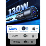 UGREEN 130W 3-Port Ultra-Fast Car Charger – Premium Build + 100W Cable for MacBook, Laptops, Tablets & Phones - EC705 55511