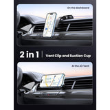 UGREEN 2-in-1 Magnetic Wireless Car Charger – 15W Fast Charging, Dashboard & Air Vent Mount - CD345 15120