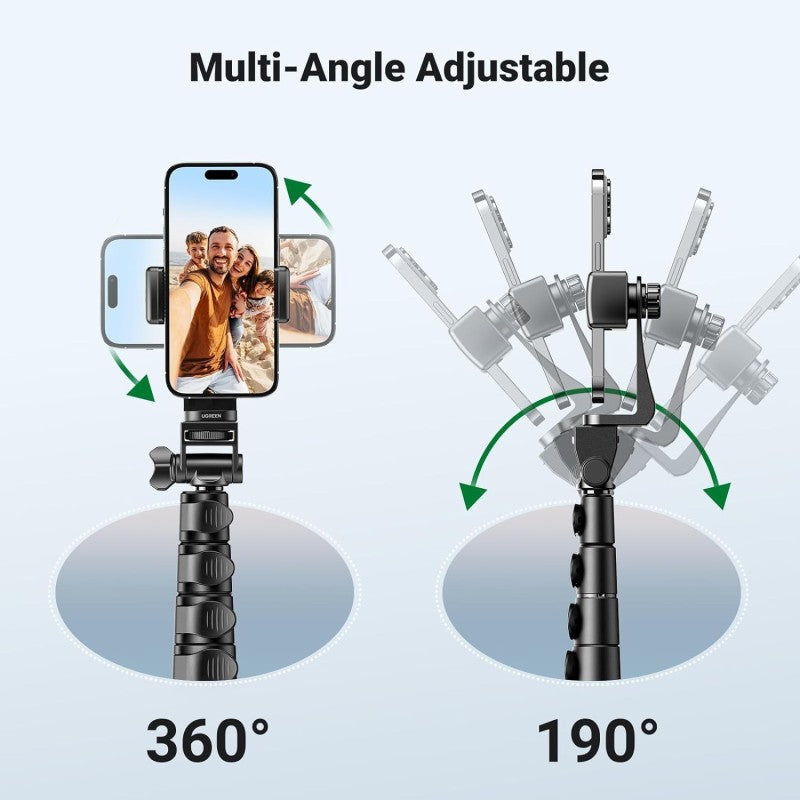 UGREEN 2-in-1 Selfie Stick & Tripod with Bluetooth Remote, Adjustable Height form 58.4cm to 178cm - LP680 15609