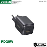 UGREEN 20W GAN Dual-Port USB-A + USB-C Smart & Fast Charger for Phones, Tablets & Ipads - X514 65737