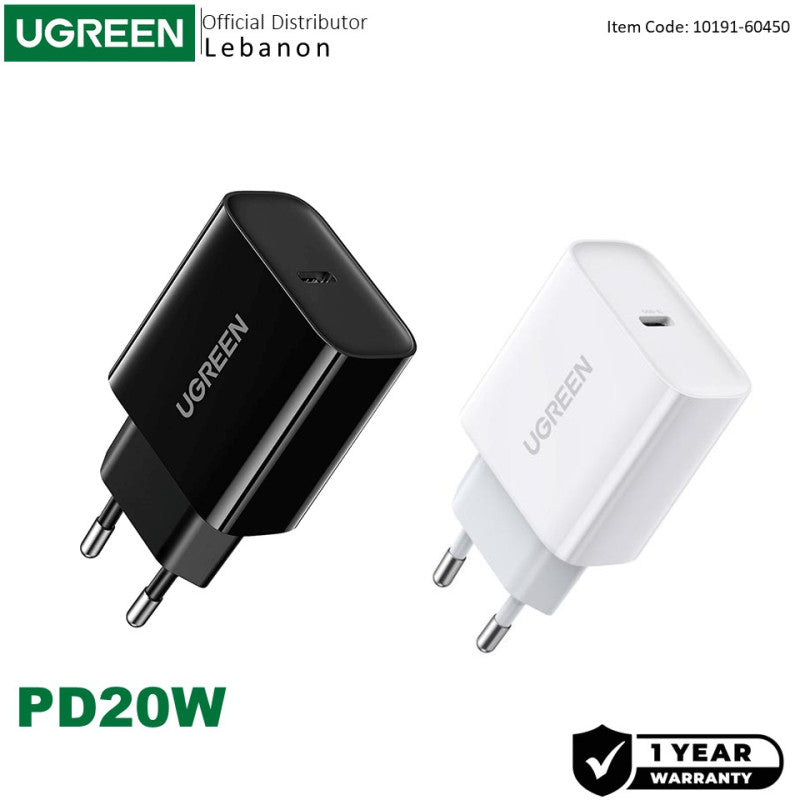 UGREEN 20W USB-C Smart & Fast Charger for Phones, Tablets & Ipads - CD137 10191 60450