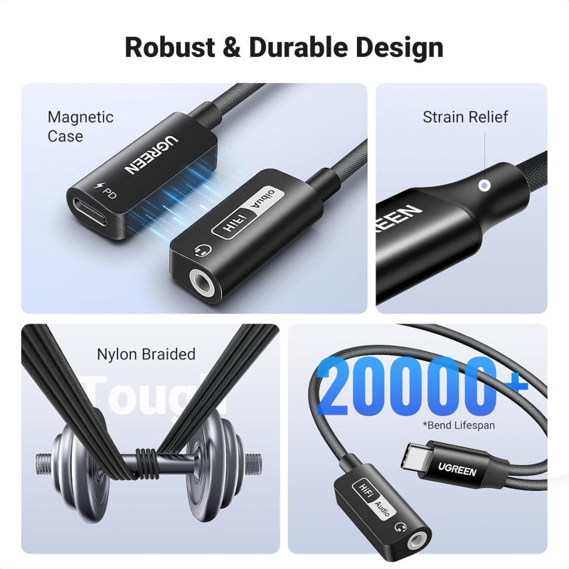 UGREEN 2in1 USB C to 3.5mm Headphone & USB-C Charging Port for iPhones, Switch 2, Samsung Galaxy, iPad Pro/Air - CM721 25837