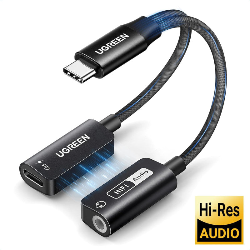 UGREEN 2in1 USB C to 3.5mm Headphone & USB-C Charging Port for iPhones, Switch 2, Samsung Galaxy, iPad Pro/Air - CM721 25837
