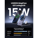 UGREEN 3 in 1 25W Qi2 Magnetic Wireless Charger for iPhone, AirPods & Apple Watch, Wall Charger Included - W707 45025