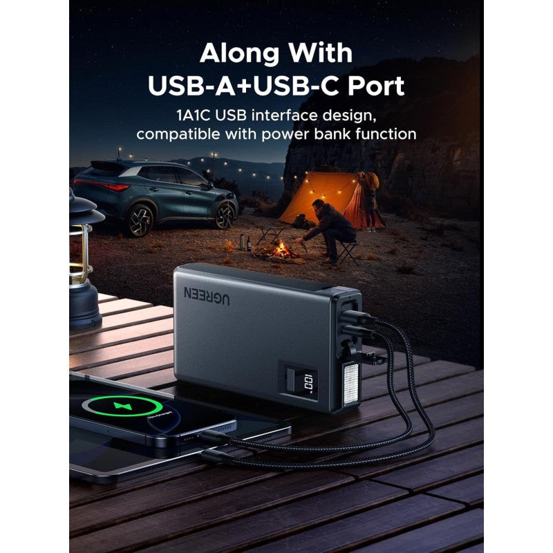 UGREEN 3-in-1 Portable Jump Starter – 1000A Peak, 12000mAh Power Bank, Emergency LED Light - ES702 35977
