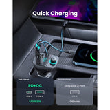 UGREEN 31.5W PD Fast Car Charger with FM & Bluetooth Transmitter + USB MP3 & TF Slot Reader - CD229 80910
