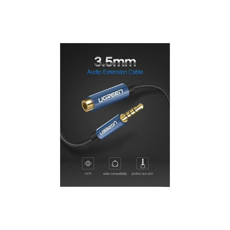 UGREEN 3.5mm Male to Female Extension Audio Cable, 1.5M Braided Cable - AV118 40674