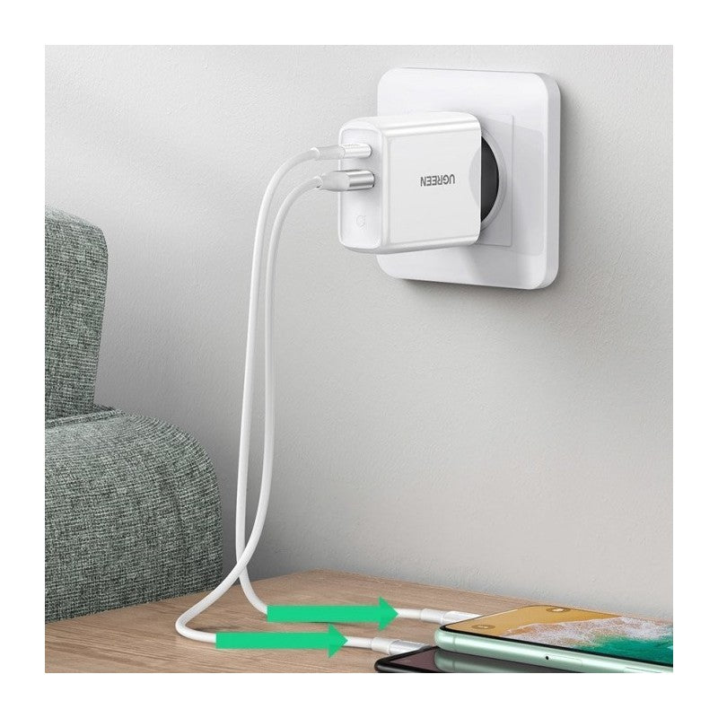 UGREEN 38W Dual-Port USB-A + USB-C Smart & Fast Charger for Phones, Tablets & Ipads - CD170 60468