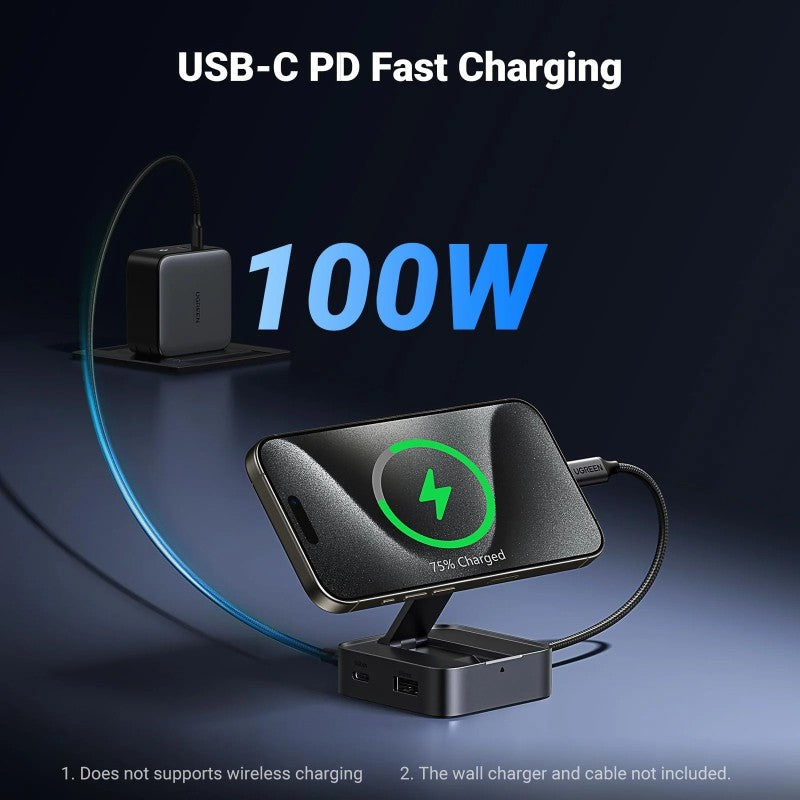UGREEN 4-in-1 USB-C Hub – 4K@60Hz HDMI, 100W PD, Foldable Stand - CM801 35590