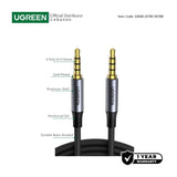 UGREEN 4-Pole HIFI AUX Cable, 3.5mm Male to Male, Mic Support, Available in 1M, 3M, 5M - AV183 10648 20785 90788