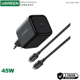 UGREEN 45W USB-C GaN Charger, Fast Wall Charger with 1M USB-C to C Cable for Phones, Tablets & Ipads - X524 65054