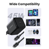 UGREEN 45W USB-C GaN Charger, Fast Wall Charger with 1M USB-C to C Cable for Phones, Tablets & Ipads - X524 65054
