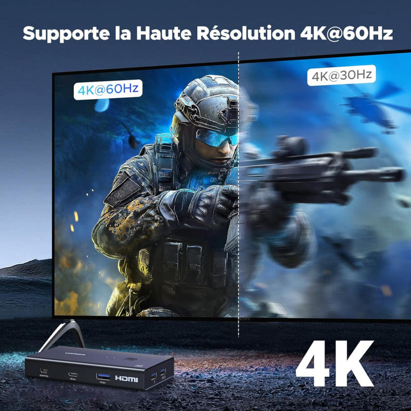 UGREEN 4K 2Ports HDMI KVM Switch Box, Control 2 PC’s Sharing Single Monitor and 4 ports - AK502 45452