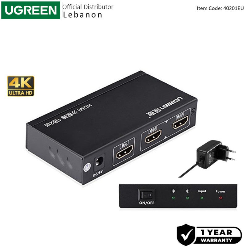UGREEN 4K, HDMI Amplifier 1x2 Splitter, Support Duplicate Mode - 40201EU