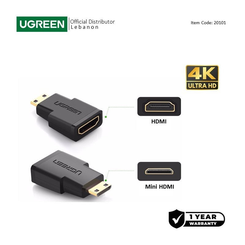 UGREEN 4K Mini HDMI Male to HDMI Female Adapter - 20101
