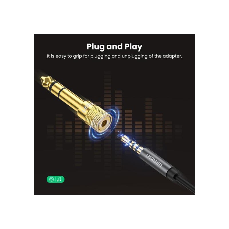 UGREEN 6.35mm Male To 3.5mm Female Adapter, Gold Plated Connector - 20503