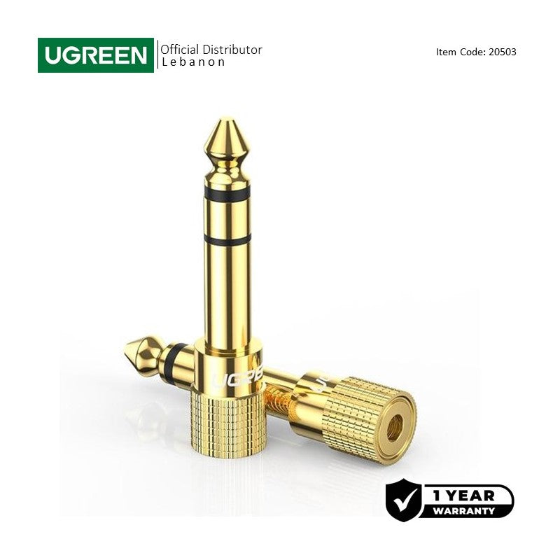 UGREEN 6.35mm Male To 3.5mm Female Adapter, Gold Plated Connector - 20503