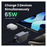 UGREEN 65W GaN Tech Chip, Triple Port Charger for Phones, Tablets, Ipads, Laptops & MacBooks - X553 35042