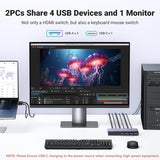 UGREEN 8K 2Ports HDMI KVM Switch Box, Control 2 PC’s Sharing Single Monitor and 3 USB-A + 1 USB-C Ports - CM692 25961