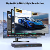 UGREEN 8K 4Ports HDMI KVM Switch Box, Control 4 PC’s Sharing Single Monitor & 3 USB-A 3.0 Port + 1 port USB-C DATA - AK701 55397