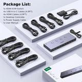 UGREEN 8K 4Ports HDMI KVM Switch Box, Control 4 PC’s Sharing Single Monitor & 3 USB-A 3.0 Port + 1 port USB-C DATA - AK701 55397