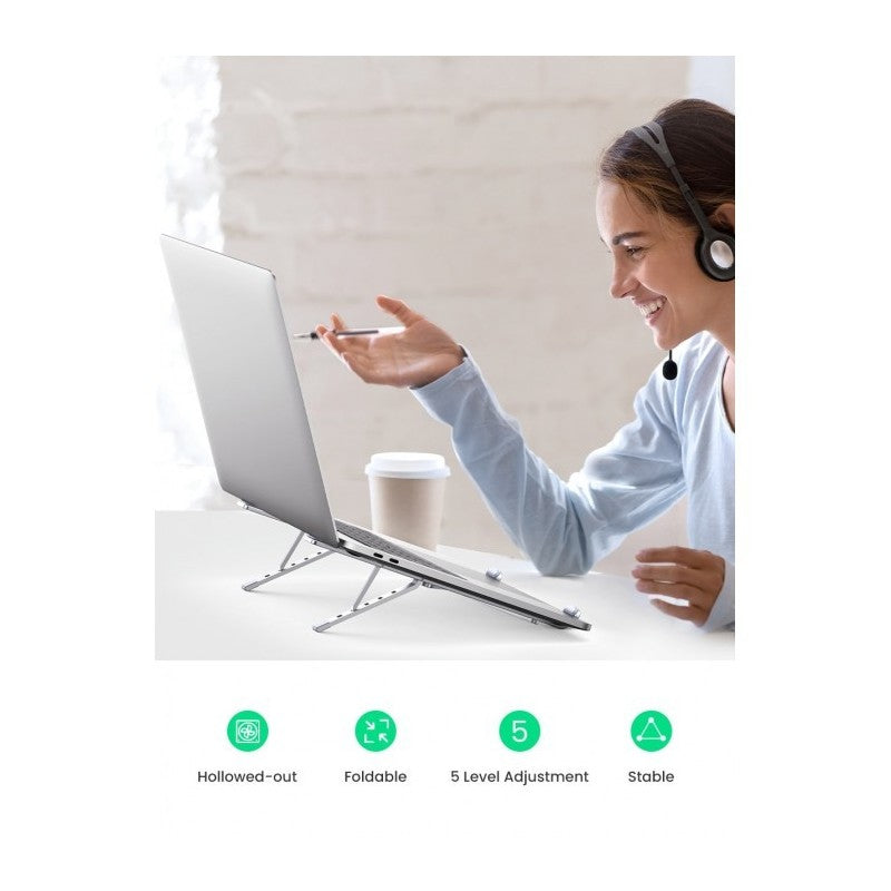 UGREEN Aluminum Laptop Stand Riser, Multiangle, Adjustable, Foldable & Ergonomic Design + Free Pocket - LP451 40289